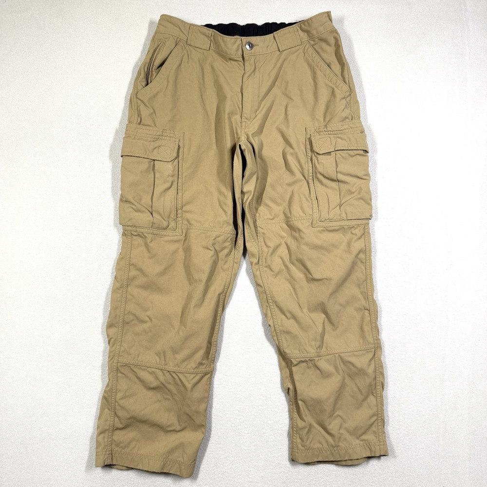 Duluth Trading Pants Mens Large Dry on the Fly Cargo Beige Workwear Work Utility